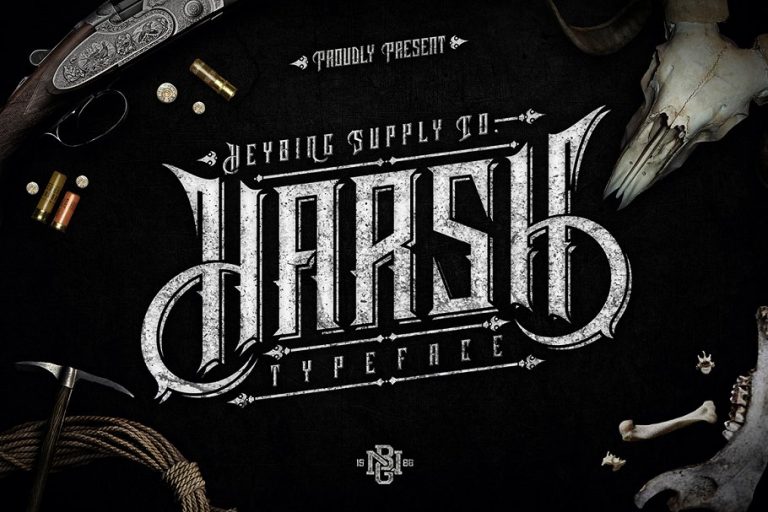 Harsh Typeface Font Family Free Download