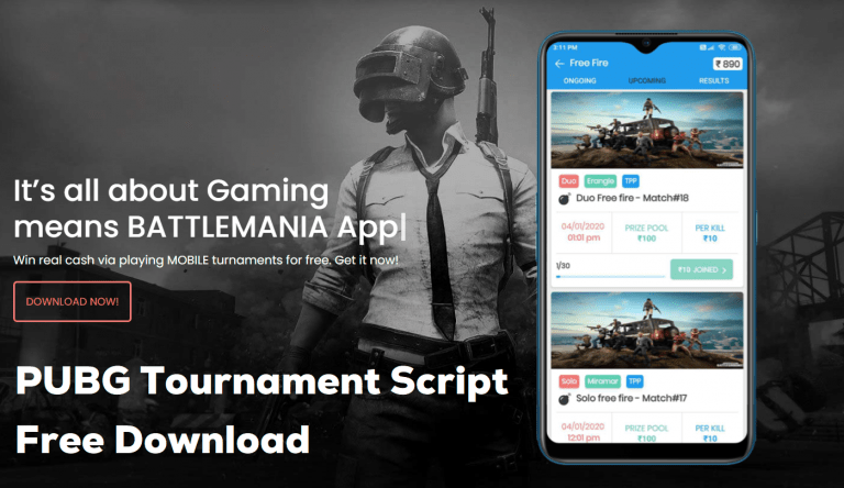 PUBG Mobile Tournament Script | BattleMania – Tournament App for PUBG, Free Fire, COD, & PUBG Lite