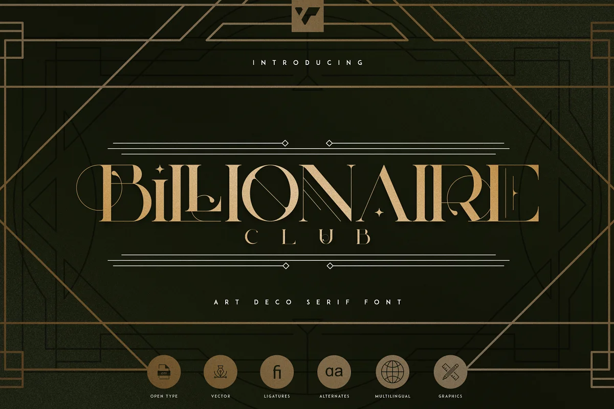 Billionaire Club Art Deco Serif Font