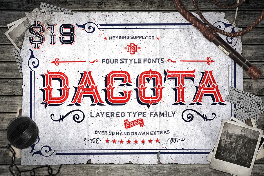 Dacota Layered Typeface Font