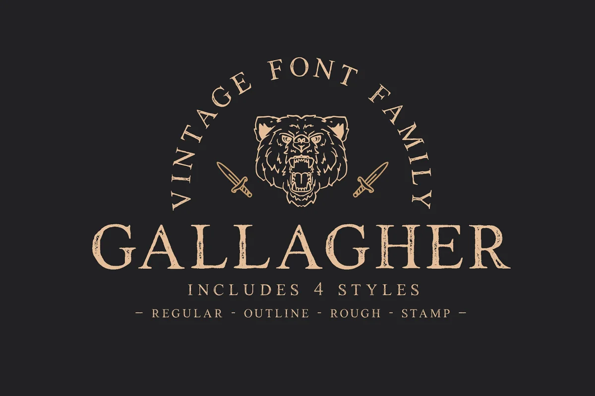 Gallagher Vintage Serif Typeface Font