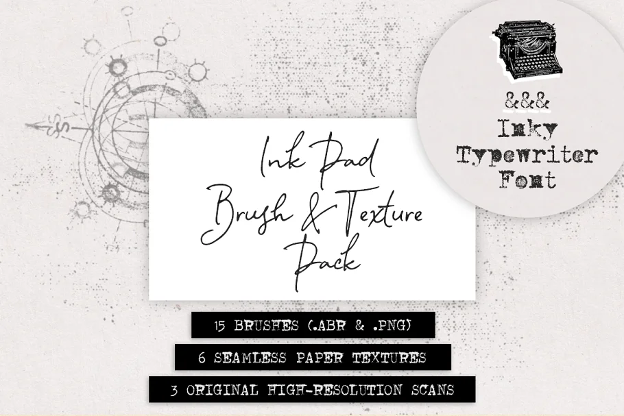 Typewriter Font and Ink Pad Textures Font