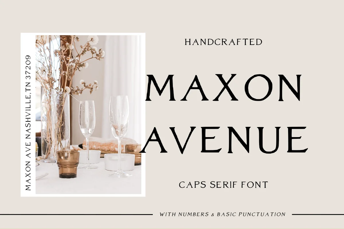 Maxon Avenue Handcrafted Caps Serif Font