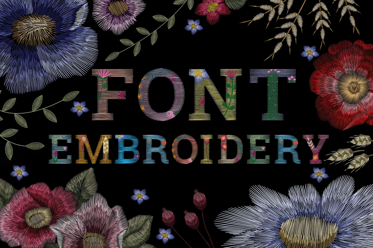 Flower Embroidery Font