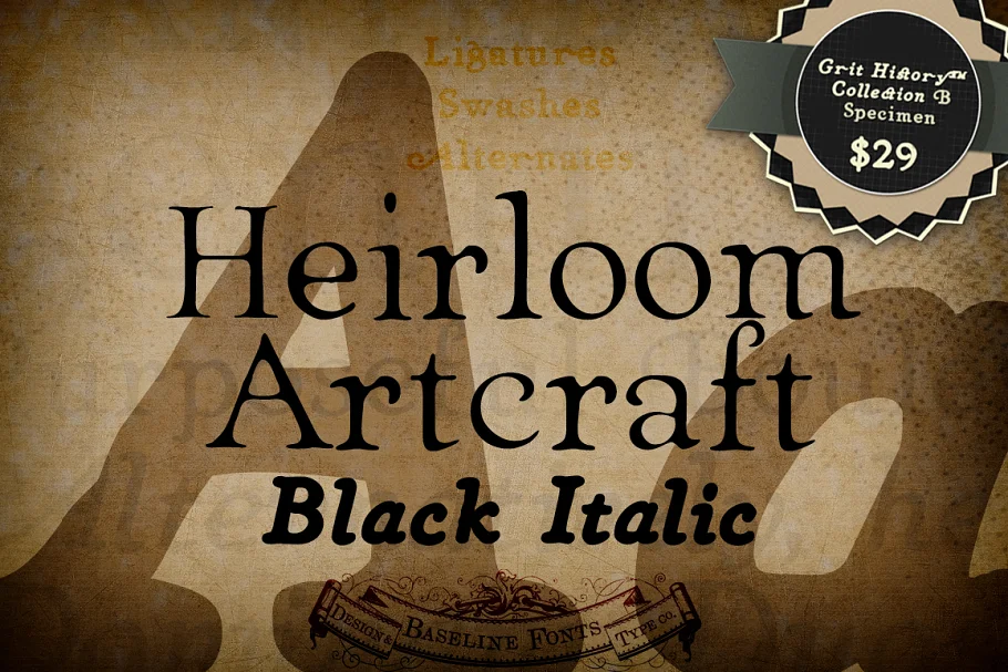 Black Italic Heirloom Artcraft Font