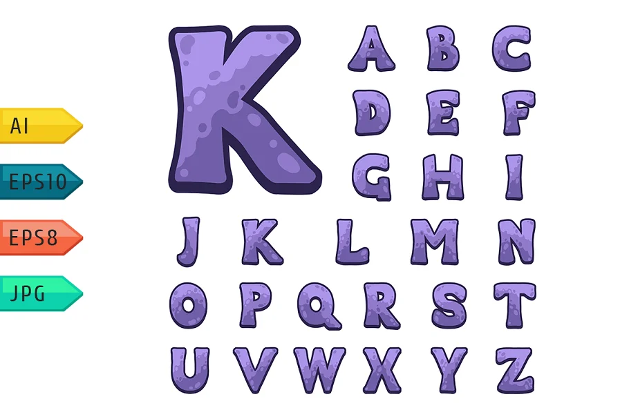 Violet Stone Game Alphabet Font