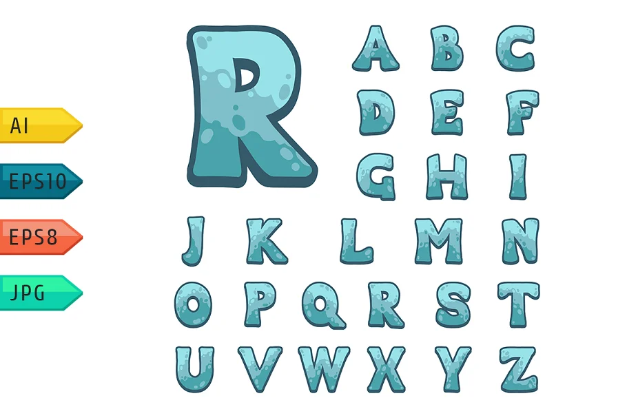 Blue Alphabet For User Interfaces Font