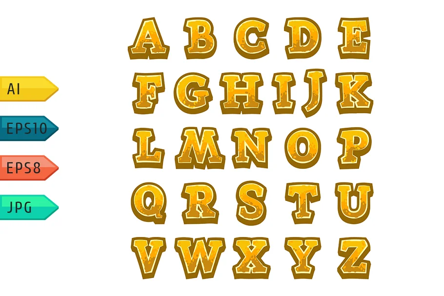 Golden Stone Game Alphabet Font