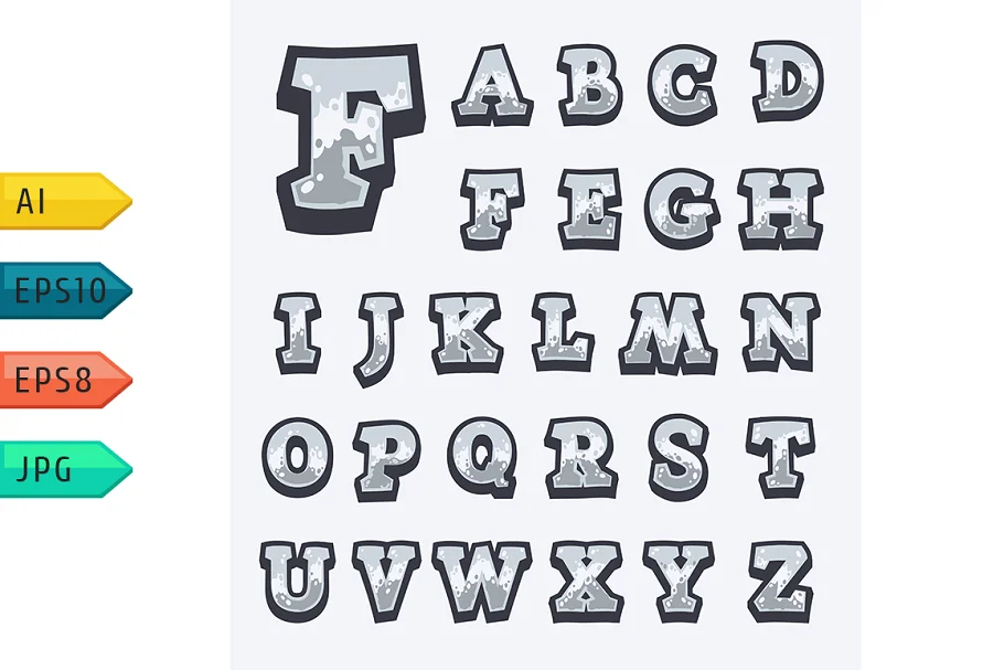 White Stone Game Alphabet Font