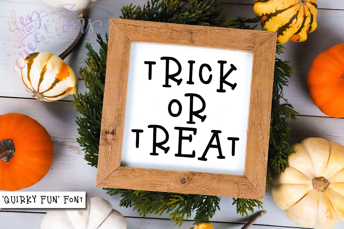 trick or treat qf font pumpkin wood sign mockup - Post