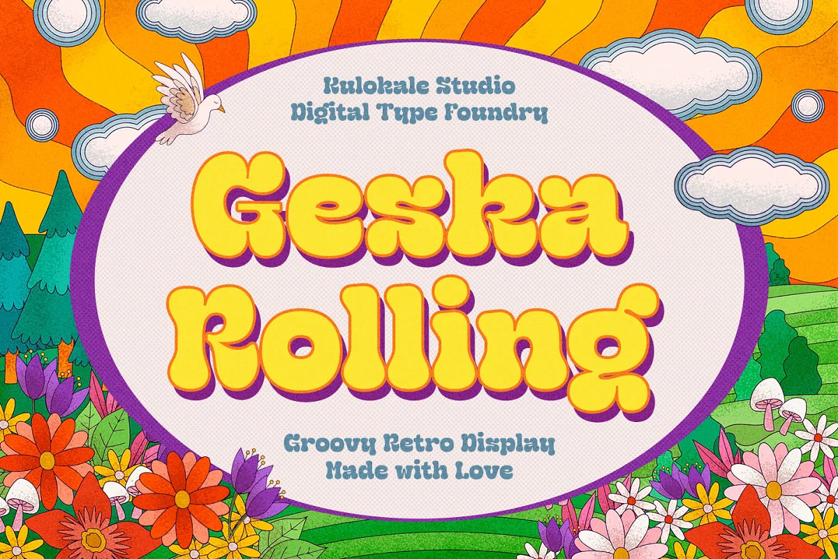 Geska Rolling Groovy Retro Font Family Free Download