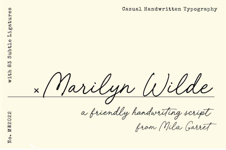 Marilyn Wilde Handwriting Script Font Family Free Download